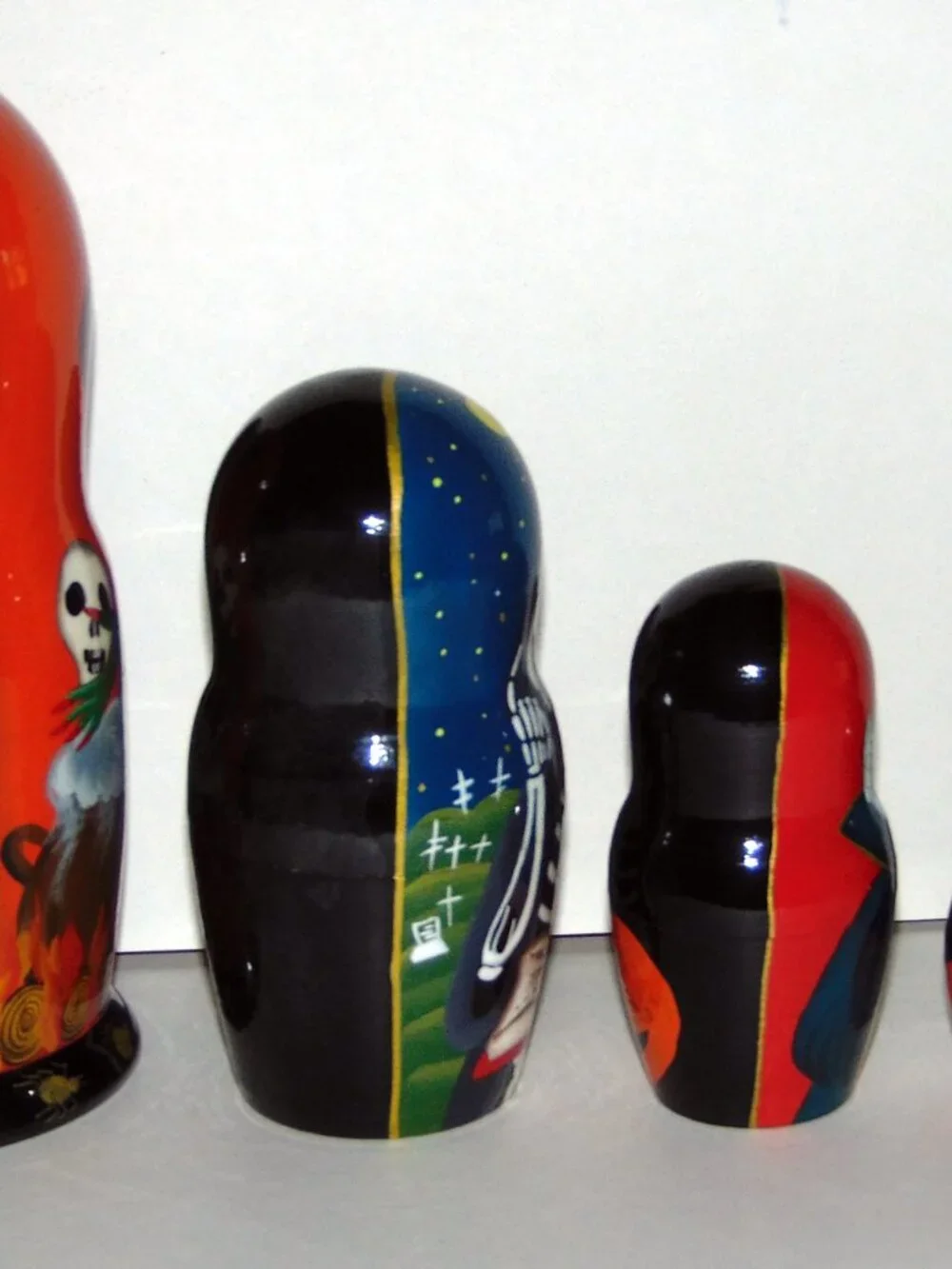 Vintage Golden Cockerel 2003 Set of 5 Russian Halloween Nesting Dolls